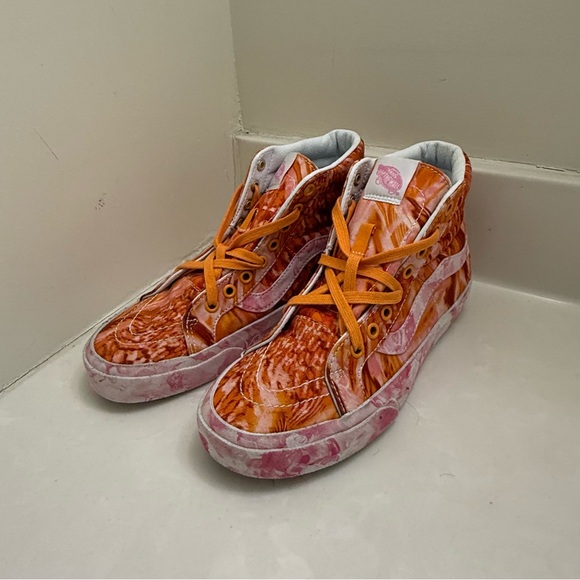 Vans High-Top Sneakers with Orange and Pink Pattern Womens 7.5 Mens 6 - Picture 3 of 6